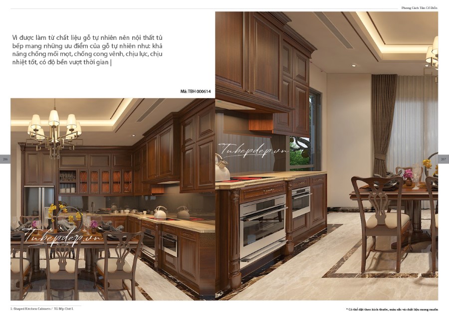 Thiết kế phòng bếp biệt thự tân cổ điển